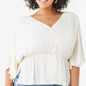 NEW FOREVER 21 Plus Size Ivory Butterfly Sleeve Top 3X